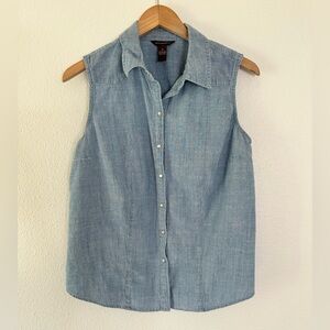 But & Bridle Chambray Sleeveless Western Shirt M